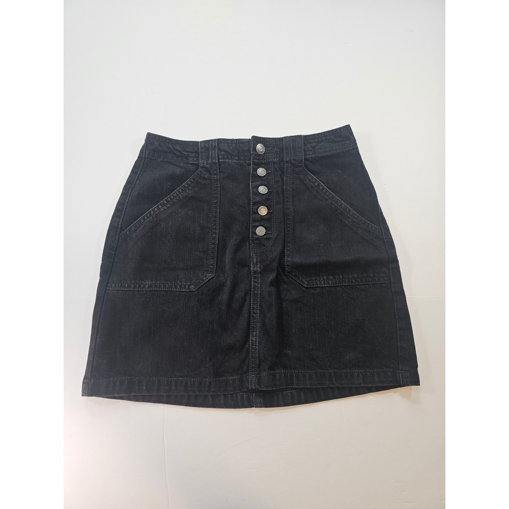 Hollister Denim Mini Skirt Womens 5 Black Ultra High-Rise Button Front Skirt